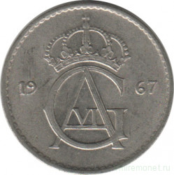 Монета. Швеция. 25 эре 1967 год.