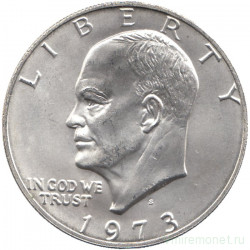 Монета. США. 1 доллар 1973 год. Монетный двор S. Серебро.