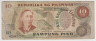 Банкнота. Филиппины. 10 песо 1969 год. Тип b. ав.