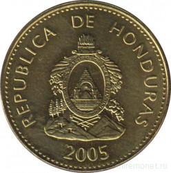 Монета. Гондурас. 5 сентаво 2005 год.