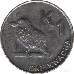Монета. Замбия. 1 квача 2013 год.