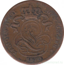 Монета. Бельгия. 1 сантим 1870 год. Des Belges.