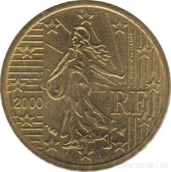 Монета. Франция. 10 центов 2000 год.