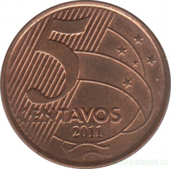 Монета. Бразилия. 5 сентаво 2011 год.