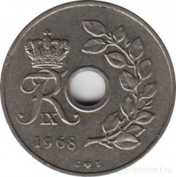 Монета. Дания. 25 эре 1968 год.
