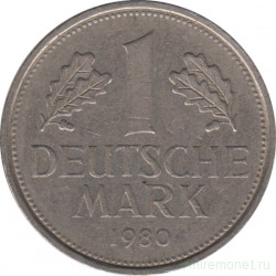 Монета. ФРГ. 1 марка 1980 год. Монетный двор - Карлсруэ (G).