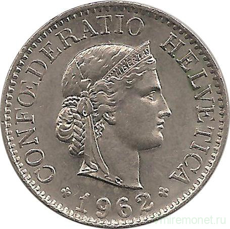 Монета. Швейцария. 10 раппенов 1962 год.