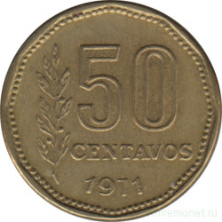 Монета. Аргентина. 50 сентаво 1971 год.