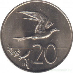 Монета. Острова Кука. 20 центов 1974 год.