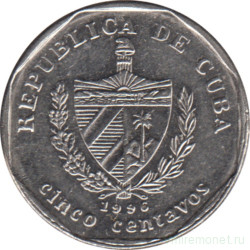 Монета. Куба. 5 сентаво 1996 год (конвертируемый песо).