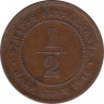 Монета. Стрейтс Сетлментс. 1/2 цента 1916 год. ав.