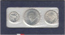 Монета. США. Набор 3 штуки. 25, 50 центов, 1 доллар 1976 год. 200 лет независимости США. Монетный двор S. Серебро.