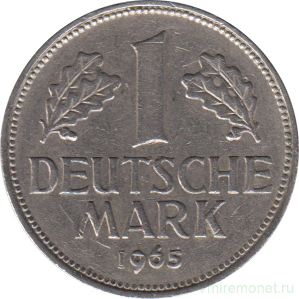 Монета. ФРГ. 1 марка 1965 год. Монетный двор - Гамбург (J).