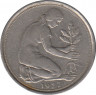 Монета. ФРГ. 50 пфеннигов 1977 год. Монетный двор - Карлсруэ (G). ав.