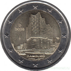 Монета. Германия. 2 евро 2023 год. Гамбург (J).