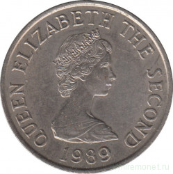Монета. Джерси. 10 пенсов 1989 год.