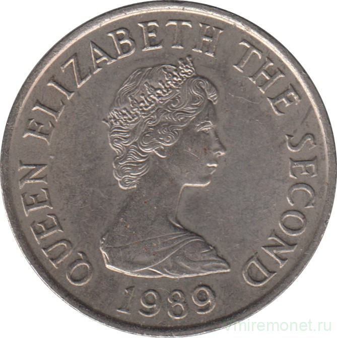 Монета. Джерси. 10 пенсов 1989 год.