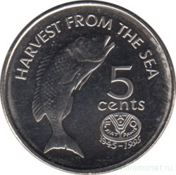 Монета. Фиджи. 5 центов 1995 год. 50 лет ФАО.