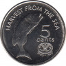 Монета. Фиджи. 5 центов 1995 год. 50 лет ФАО. ав.