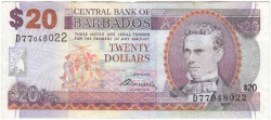 Банкнота. Барбадос. 20 долларов 2007 год. Тип 69b.