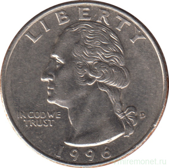 Монета. США. 25 центов 1996 год. Монетный двор D.