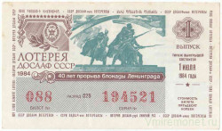Лотерейный билет. СССР. Лотерея ДОСААФ СССР 1984 год. Выпуск 1.