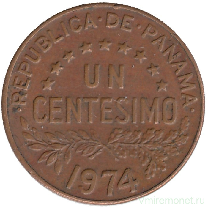 Монета. Панама. 1 сентесимо 1974 год. 