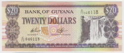 Банкнота. Гайана. 20 долларов 1996 - 2018 год. Тип 30e.