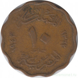 Монета. Египет. 10 миллимов 1943 год.