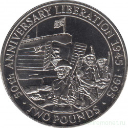 Монета. Великобритания. Гернси. 2 фунта 1995 год. 50 лет освобождения Гернси.
