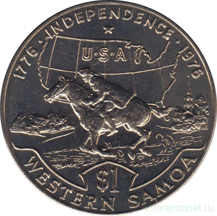 Монета. Самоа. 1 тала 1976 год. 200 лет независимости США.
