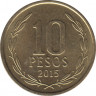 Монета. Чили. 10 песо 2015 год. ав.