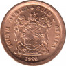 Монета. Южно-Африканская республика (ЮАР). 1 цент 1990 год. UNC. ав.