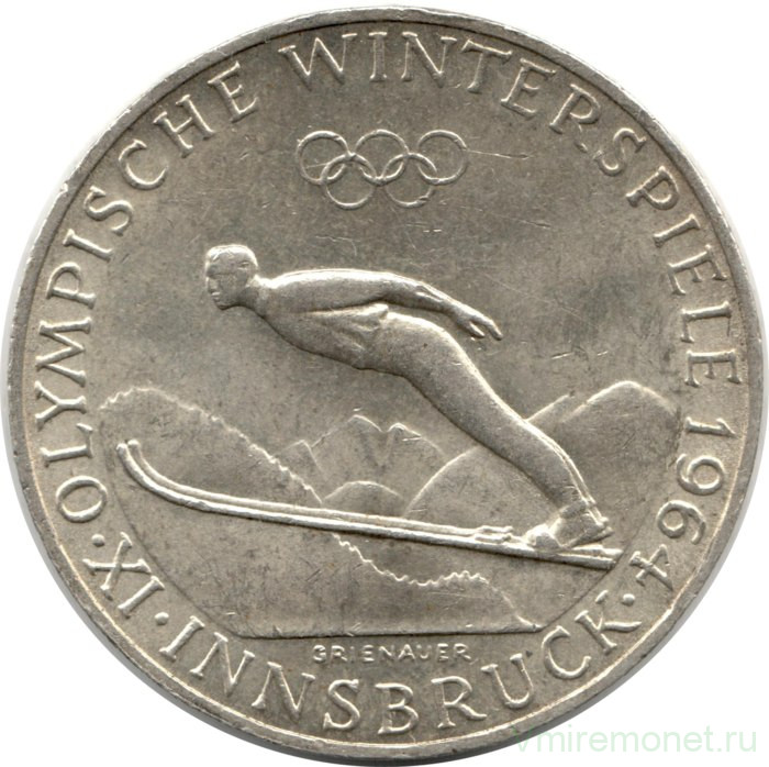 Монета. Австрия. 50 шиллингов 1964 год. Зимние Олимпийские игры Инсбрук 1964.