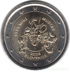 Монета. Словения. 2 евро 2025 год. 100 лет со дня рождения Мики Мустера.