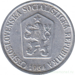 Монета. Чехословакия. 10 геллеров 1964 год.
