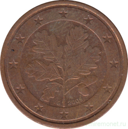 Монета. Германия. 2 цента 2005 год. (G).