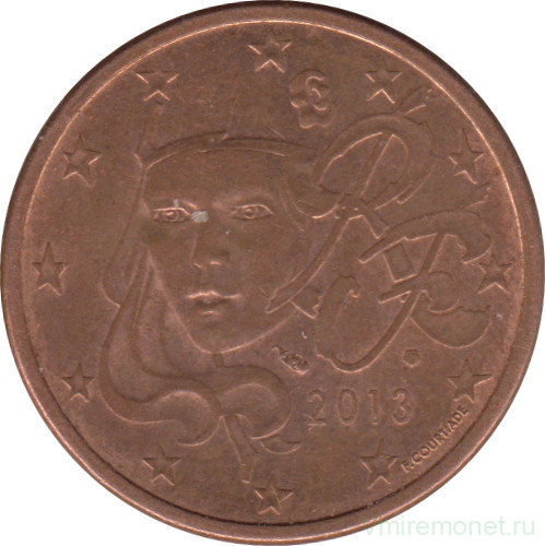 Монета. Франция. 5 центов 2013 год.
