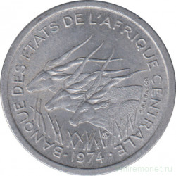 Монета. Центральноафриканский экономический и валютный союз (ВЕАС). 1 франк 1974 год.