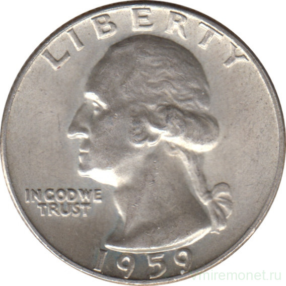Монета. США. 25 центов 1959 год. Монетный двор D.