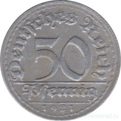 Монета. Германия. Веймарская республика. 50 пфеннигов 1921 год. Монетный двор - Берлин (А).