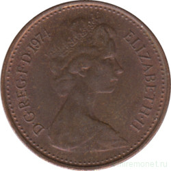 Монета. Великобритания. 1/2 пенни 1974 год.