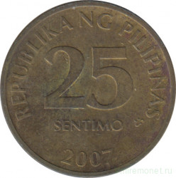 Монета. Филиппины. 25 сентимо 2007 год.