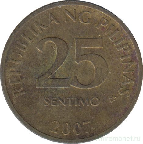 Монета. Филиппины. 25 сентимо 2007 год.