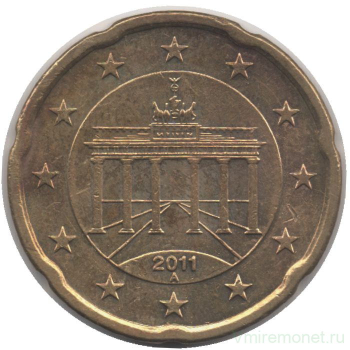 Монета. Германия. 20 центов 2011 год. (A).