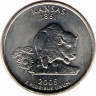  Монета. США. 25 центов 2005 год. Штат № 34 Канзас.
