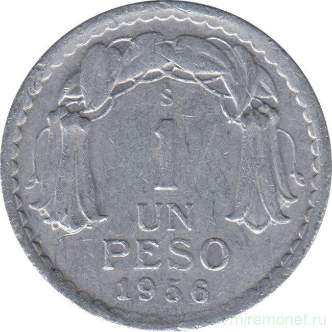 Монета. Чили. 1 песо 1956 год.