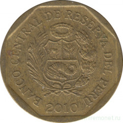Монета. Перу. 20 сентимо 2010 год.