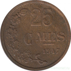 Монета. Люксембург. 25 сантимов 1947 год.