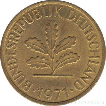 Монета. ФРГ. 5 пфеннигов 1971 год. Монетный двор - Штутгарт (F).